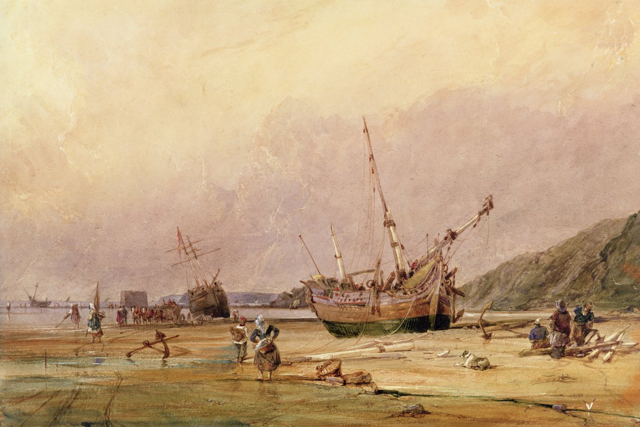 Calais Sands, 1831 (wc ja vartaloväri paperilla) tekijältä Francois Louis Thomas Francia