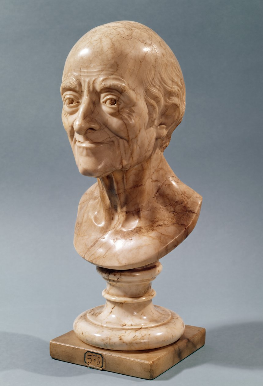 Voltairen (1694-1778) rintakuva (marmori) tekijältä Francois Marie Rosset