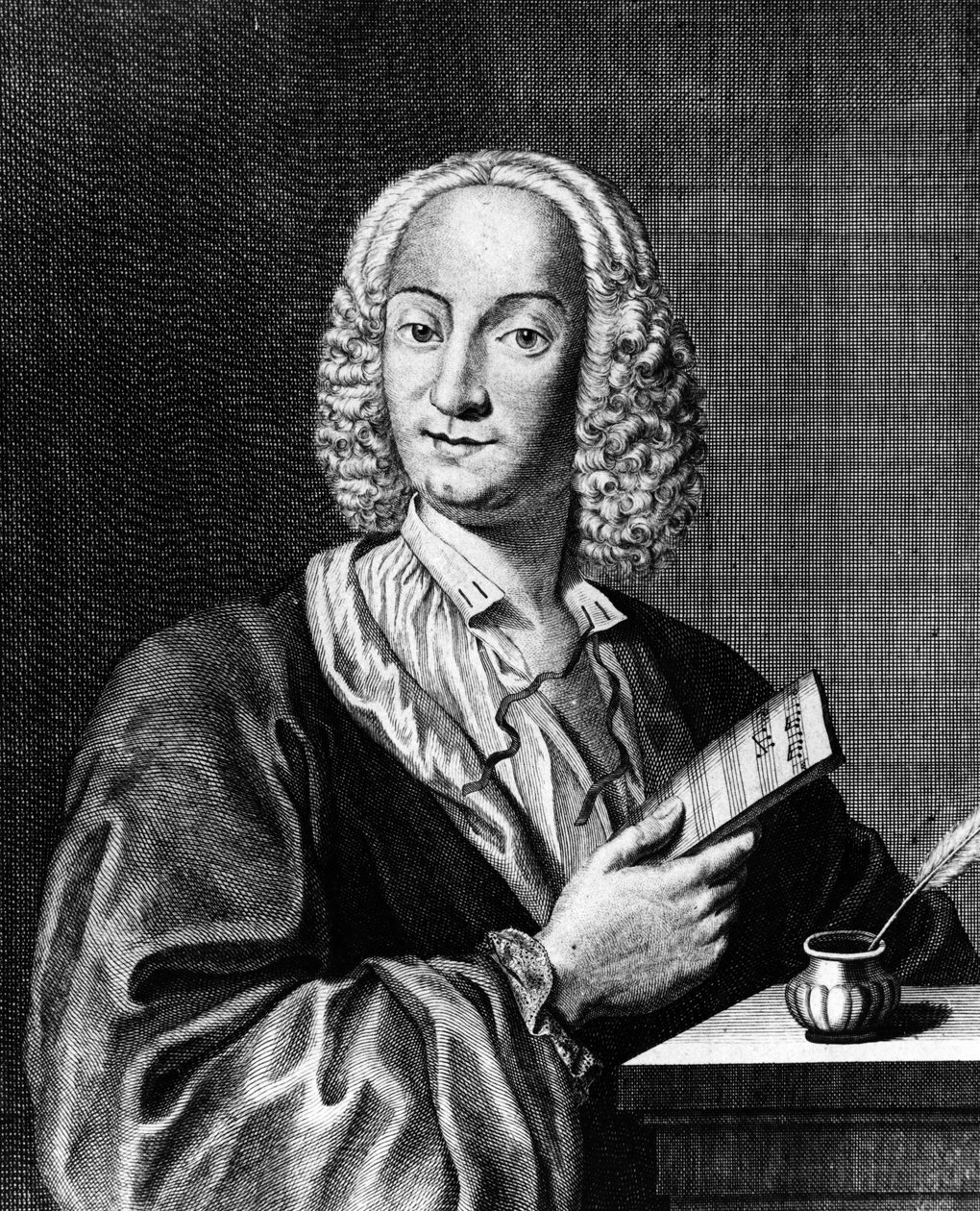 Muotokuva Vivaldista pitelemässä nuottia, 1725 tekijältä Francois Morellon la Cave