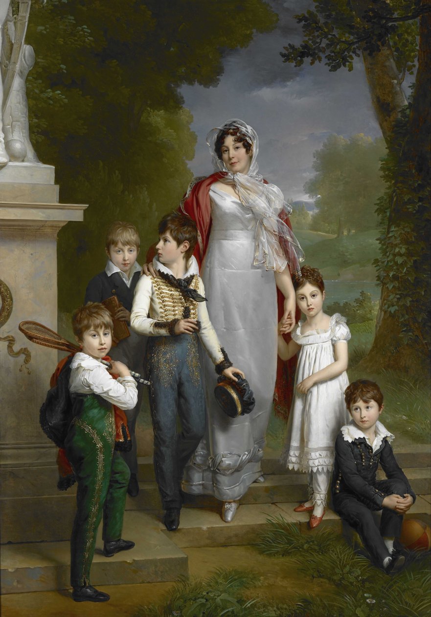 Muotokuva Louise-Antoinette-Scholastique Guéhéneucista, Madame la Maréchale Lannesista, Duchesse de Montebellosta lapsineen tekijältä Francois Pascal Simon Gerard