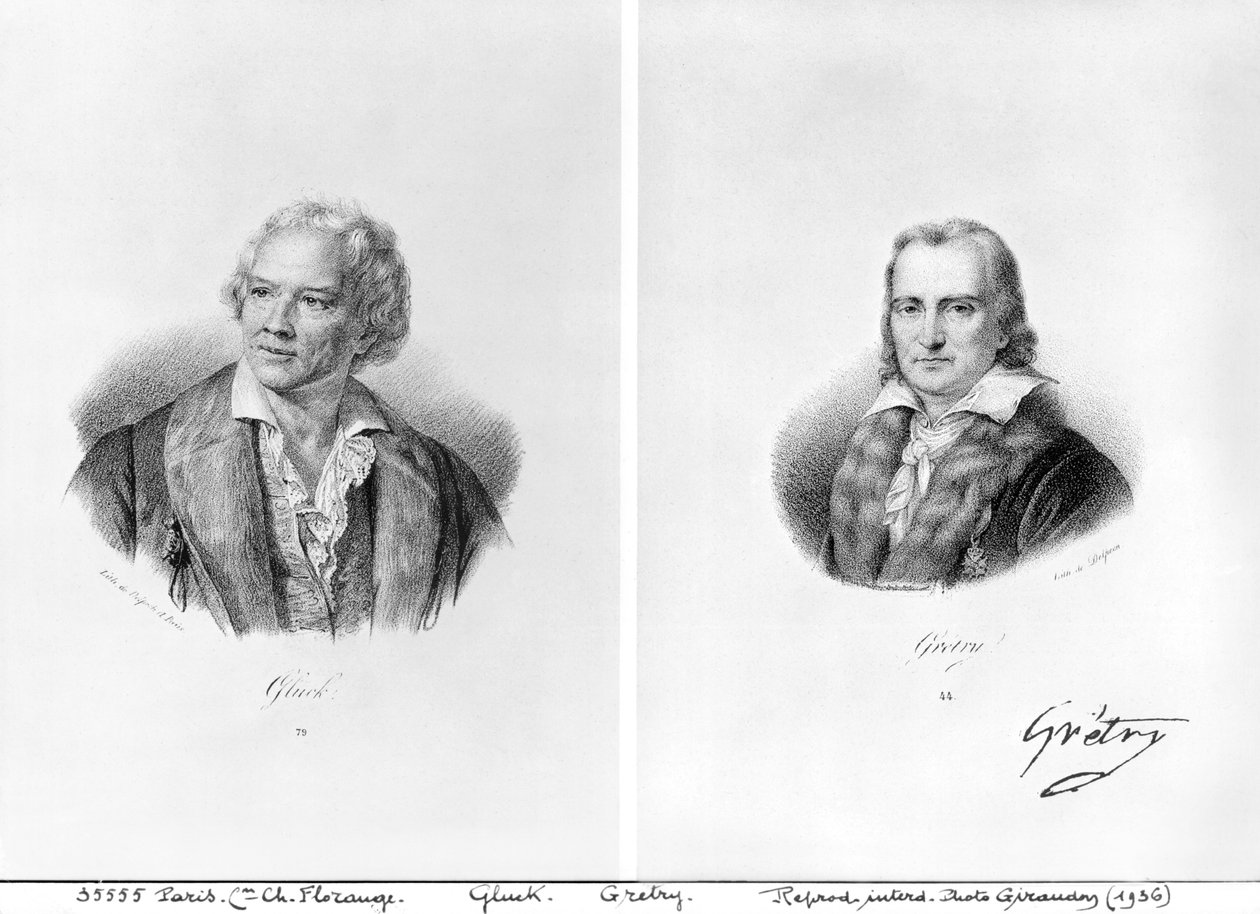 Christoph Willibald von Gluck (1714-87) ja Andre Ernest Modeste Gretry (1741-1813) tekijältä Francois Seraphin Delpech