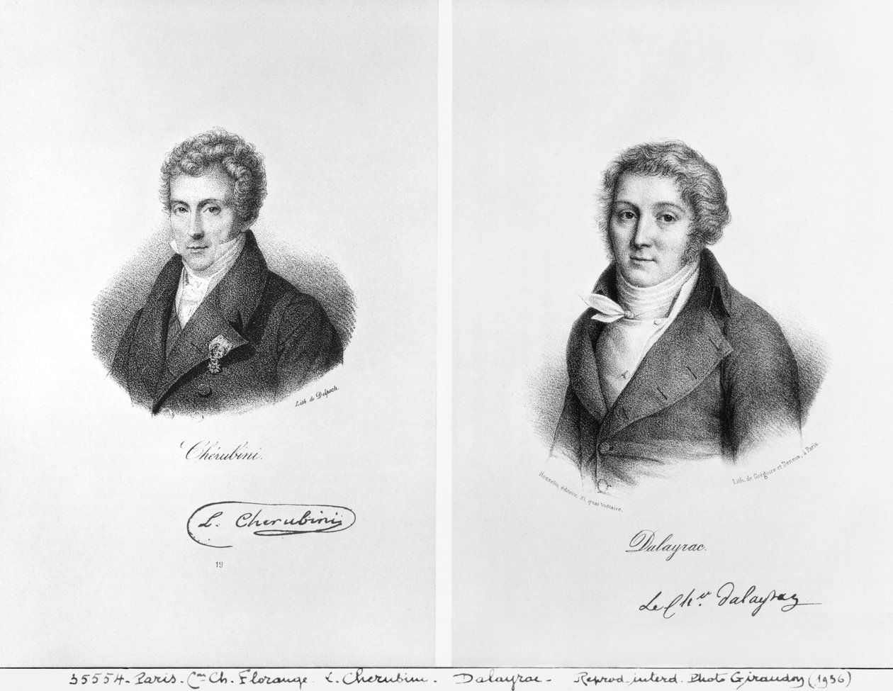 Luigi Cherubini (1760-1842) ja Nicolas Marie Dalayrac (1753-1809) tekijältä Francois Seraphin Delpech