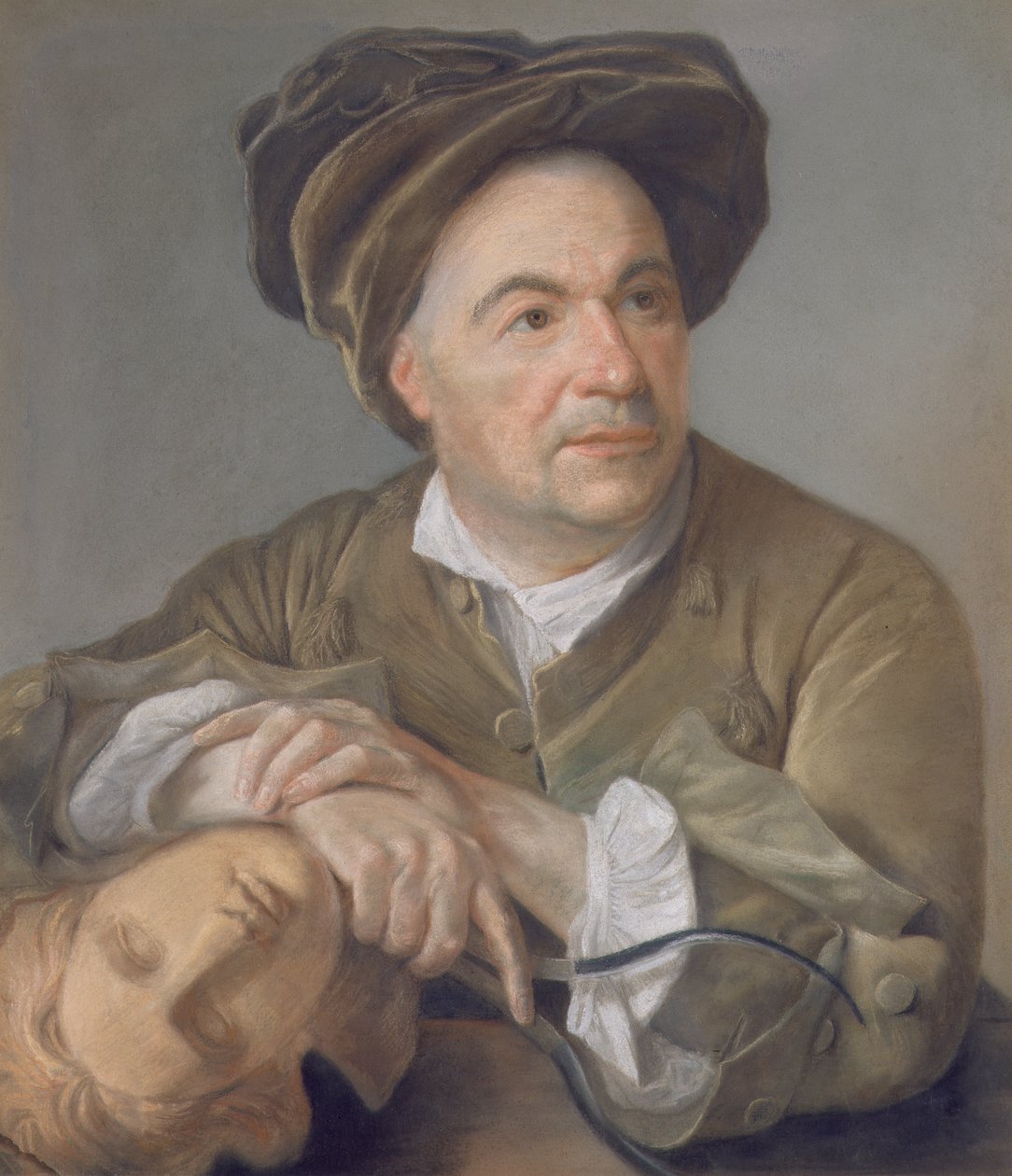 Louis Francois Roubiliac (1702-62) (pastelli kankaalle asetettu paperille) tekijältä Francois Vispre