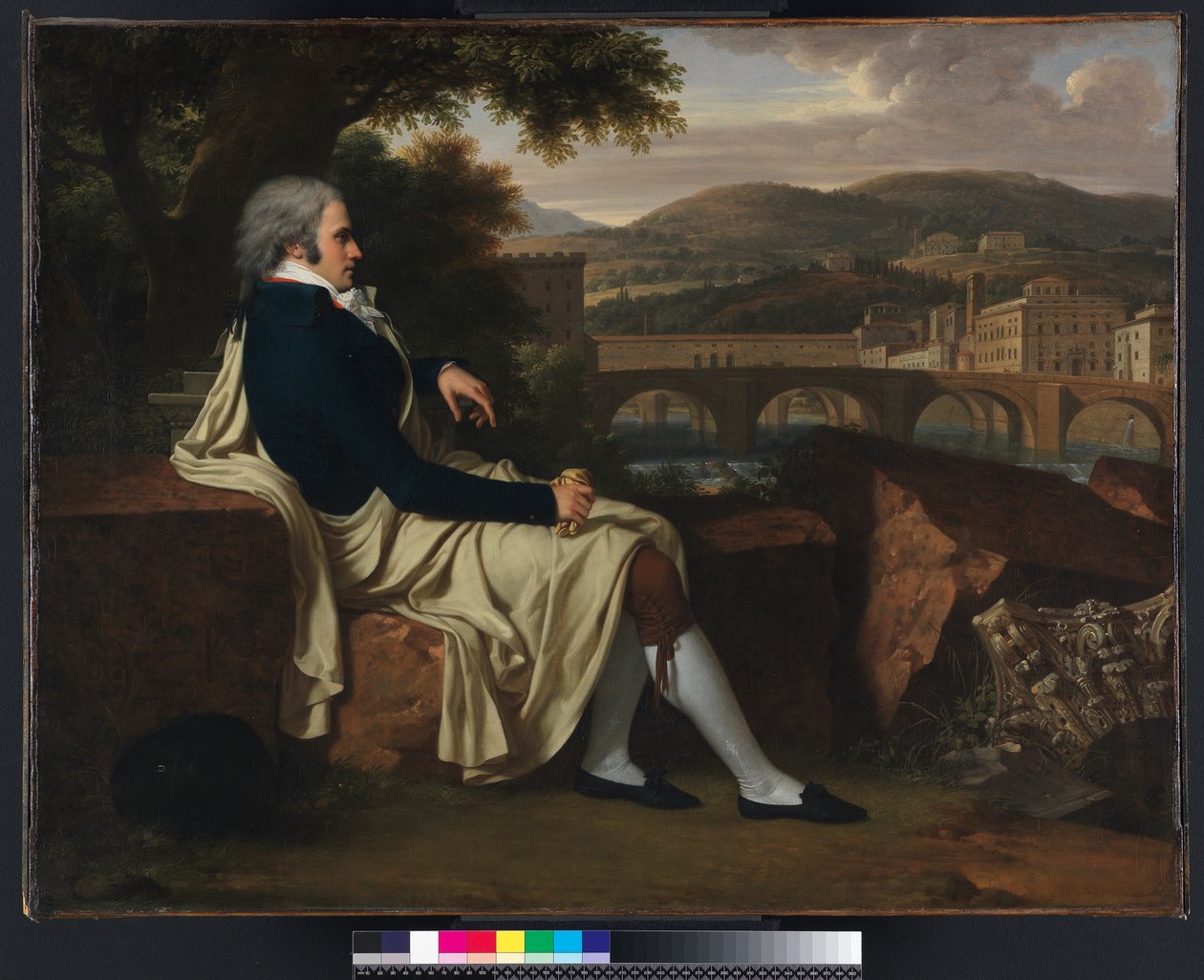 Allen Smith istui Arno-joen yläpuolella ja pohtii Firenzeä, 1797 tekijältä Francois Xavier Fabre