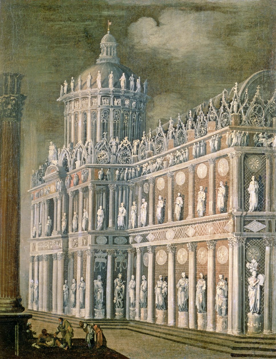Arkkitehtoninen fantasia, joka kuvaa halvaantuneiden paranemista, 1622 tekijältä Francois de Nome