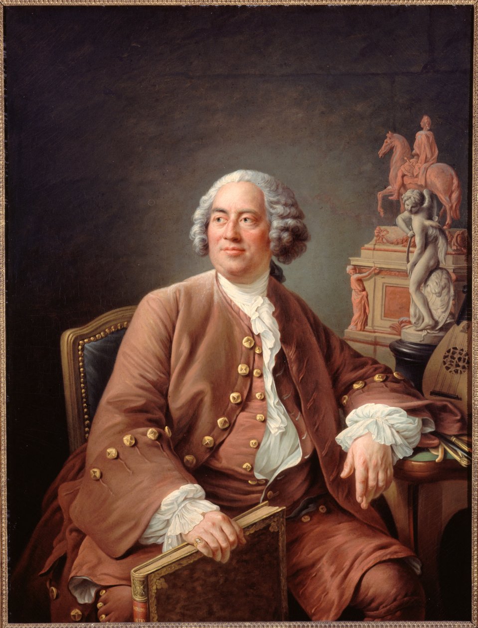 Kuvanveistäjä Edme Bouchardonin (1698-1762) muotokuva, n. 1758 (öljy kankaalle) tekijältä Francois Hubert Drouais