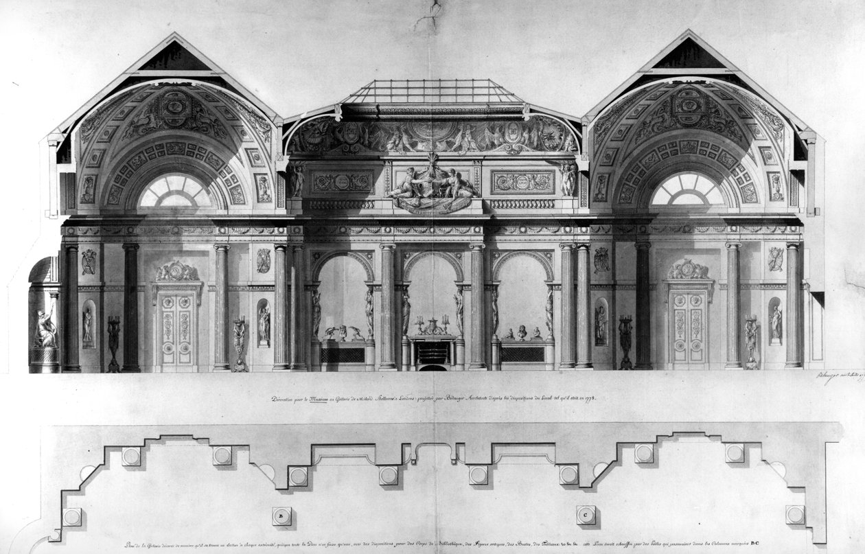 Suunnittelu Lontoon Lansdowne Housen galleriaan tekijältä Francois Joseph Belanger