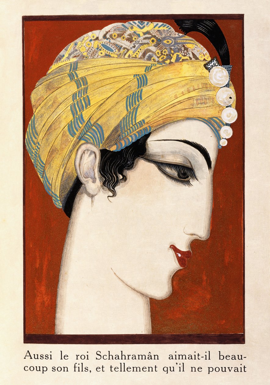 Etukansi, "History of the Princess Boudour - Tales of a Thousand and One Nights" tekijältä Francois Louis Schmied