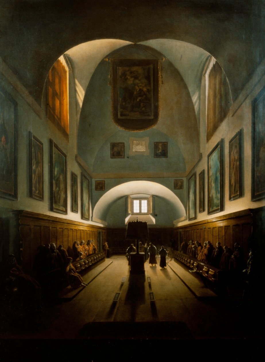Kuoro kapusiinikirkossa Piazza Barberinillä Roomassa tekijältä Francois-Marius Granet