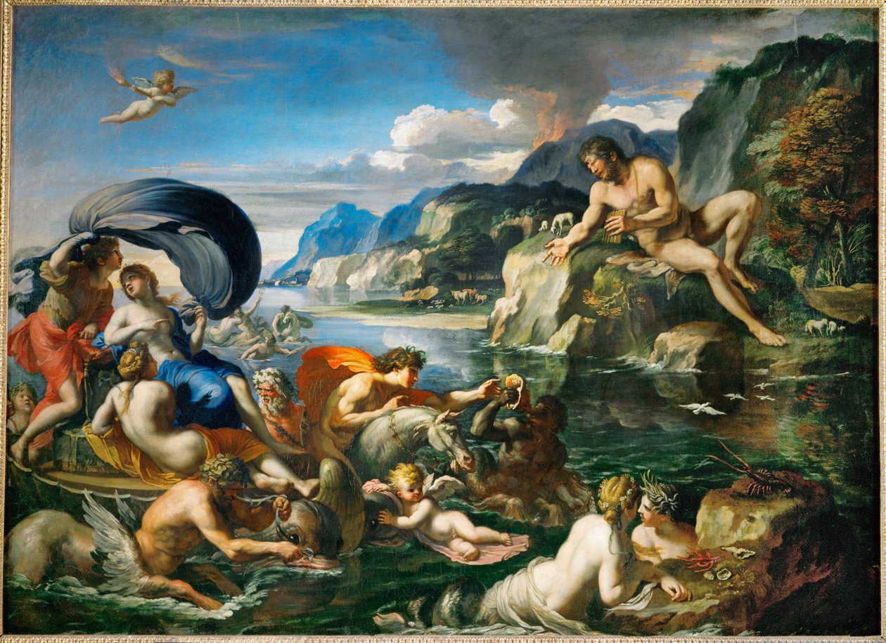 Acis et Galatee se derobant au regard de Polypheme Acis ja Galatea piileskelevät Polyfemin edessä ... tekijältä Francois (1590 1650) (after) Perrier