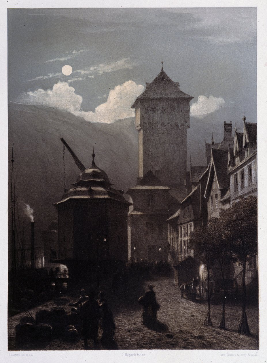 Chateau Boppart. "" Monumentaalinen ja viehättävä Rein"". Fourmaisin ja Stroobantin litografioita tekijältä Francois Stroobant