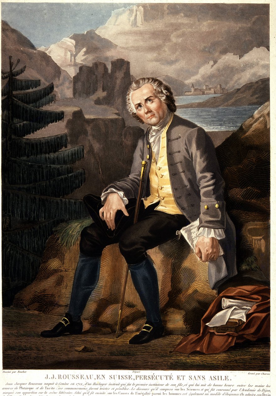 Jean Jacques Rousseau Sveitsissä, vainottu ja ilman turvapaikkaa. Charon d