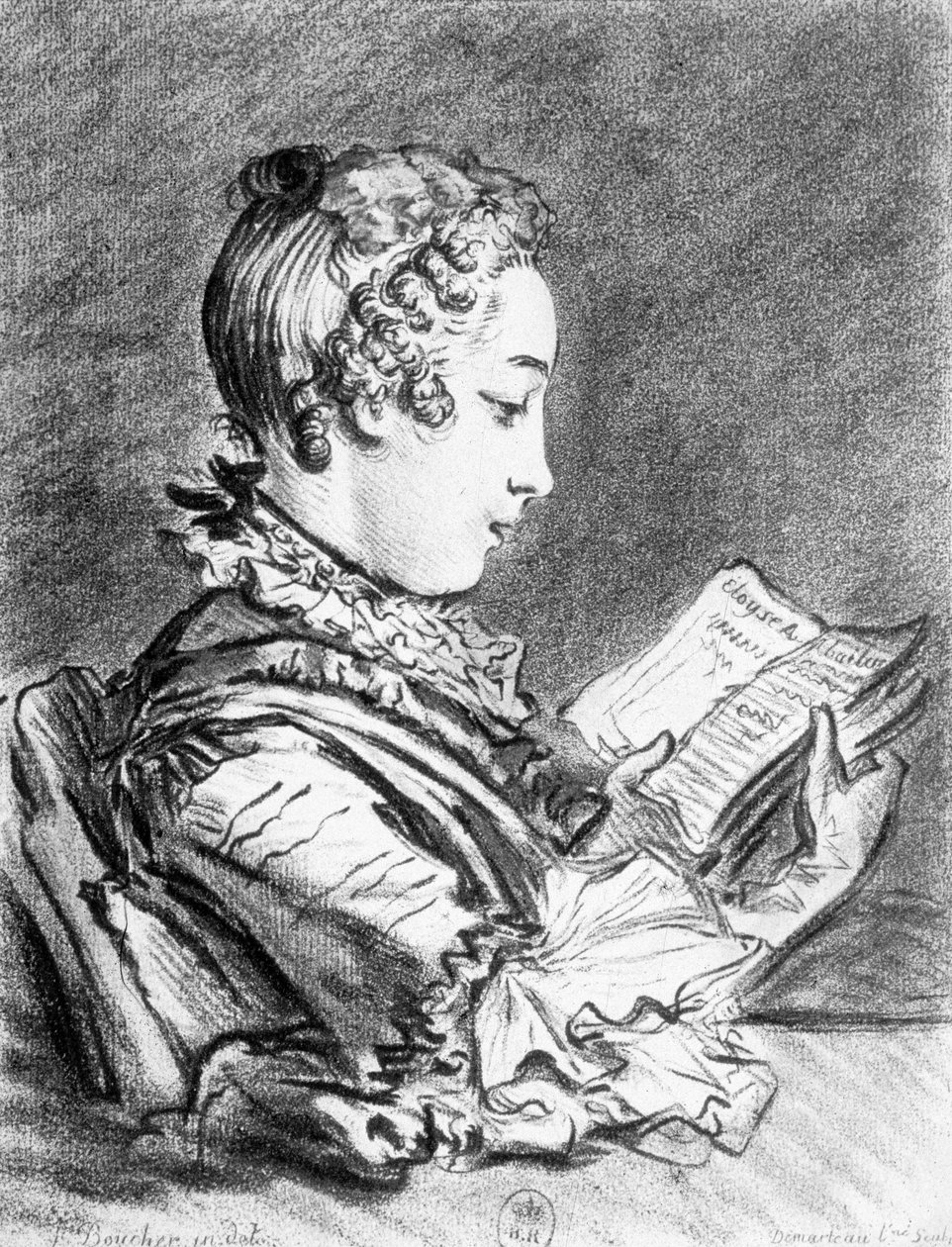 Marie-Jeanne Buzeau (1716-1796) (kaiverrus) tekijältä Francois (after) Boucher