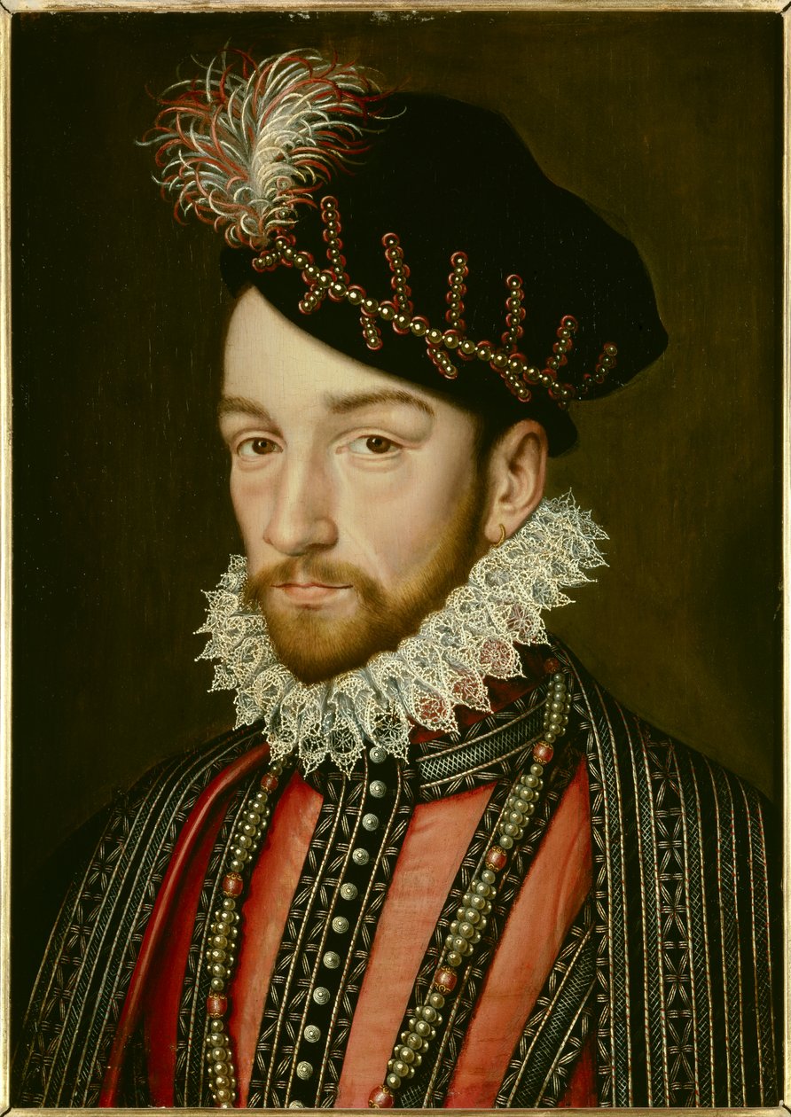 Kaarle IX:n (1550-1574) muotokuva. Francois Clouetin (1515-1572) maalaus tekijältä Francois (after) Clouet