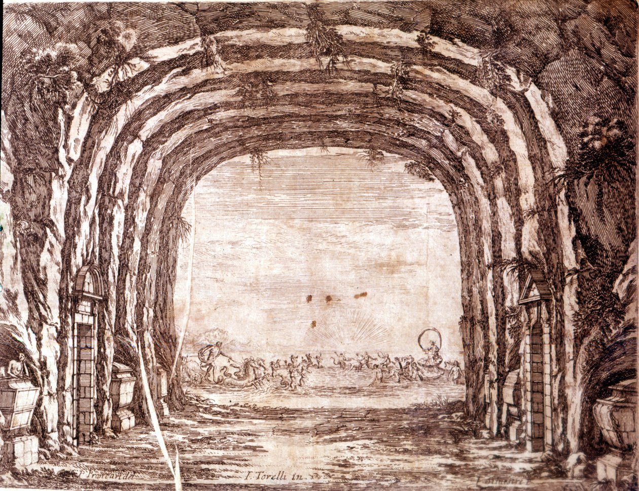 "Peleuksen ja Thetisin häät", lavastus Giacomo Torelli tekijältä Francois (after) Francart