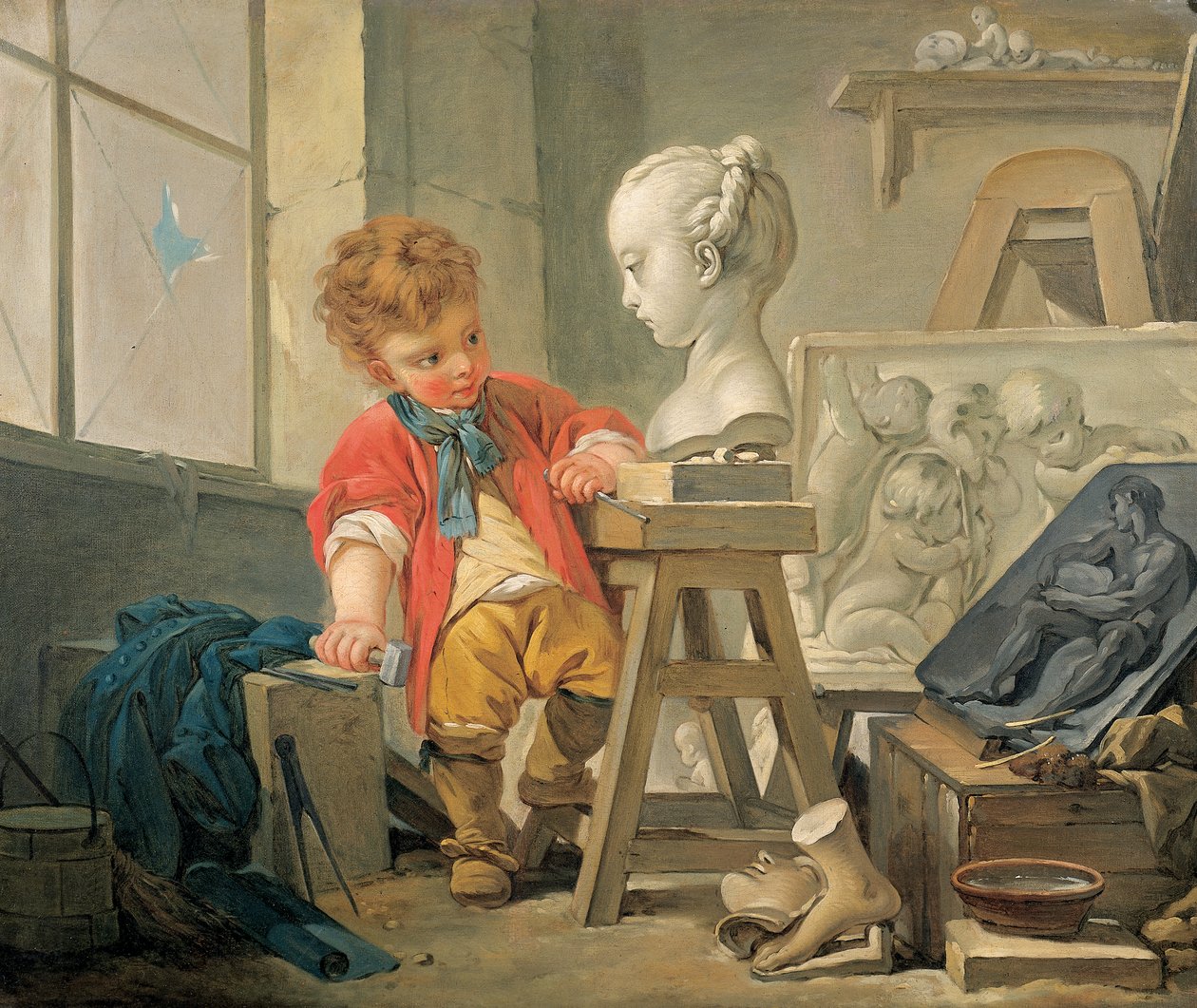 Veistoksen allegoria (öljy kankaalle) tekijältä Francois (and studio) Boucher