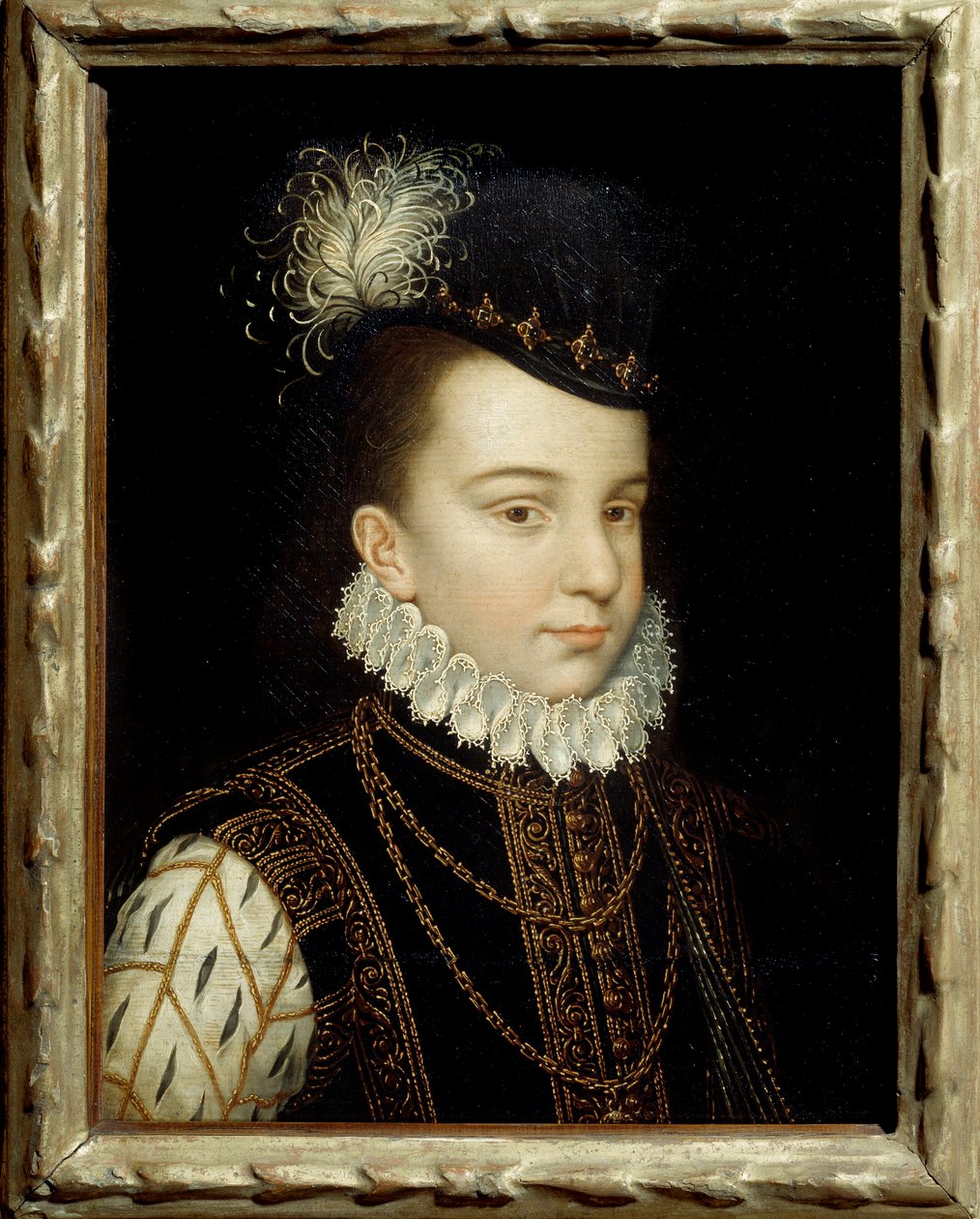 Alenconin herttua (1554-1584) ranskalaisen Francois Herculesin muotokuva. François Clouetin (1515-1572) työpajan maalaus tekijältä Francois (workshop of) Clouet