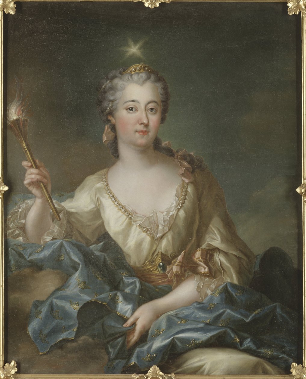 Louise Ulrique de Prussia, Ruotsin ja Suomen kuningatar - Muotokuva Louisa Ulrikasta Preussista (1720-1782), Ruotsin kuningattaresta, Grasognon Latinville, Francois-Adrien (1705-1774). Öljy kankaalle. Koko: 103 x 82 cm. Tukholman kansallismuseo tekijältä Francois Adrien Grasognon Latinville