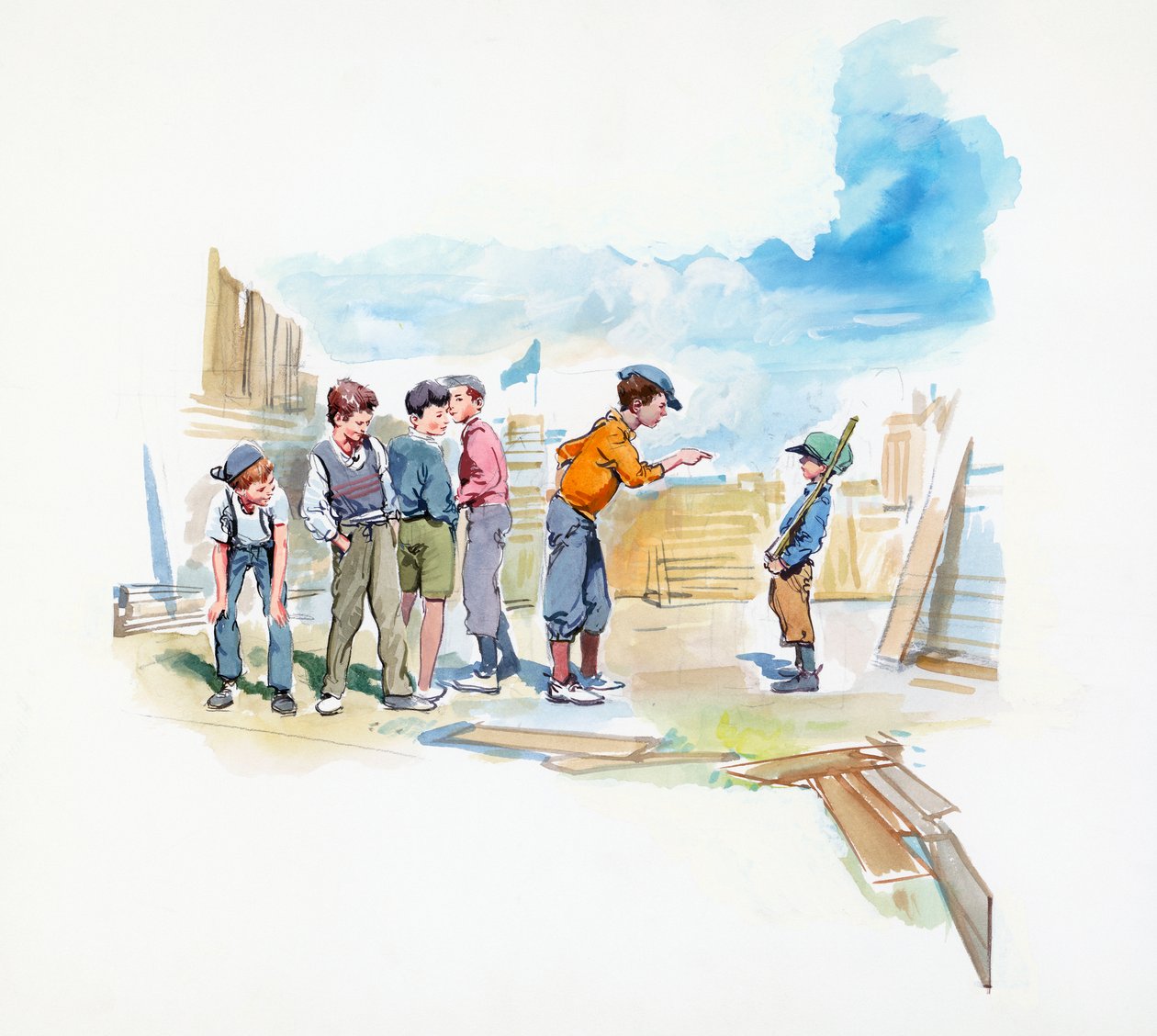 Gang, Paul Street Boysista, Ferenc Molnarin (1878-1952) lastenromaani, piirustus tekijältä Francois Alaux