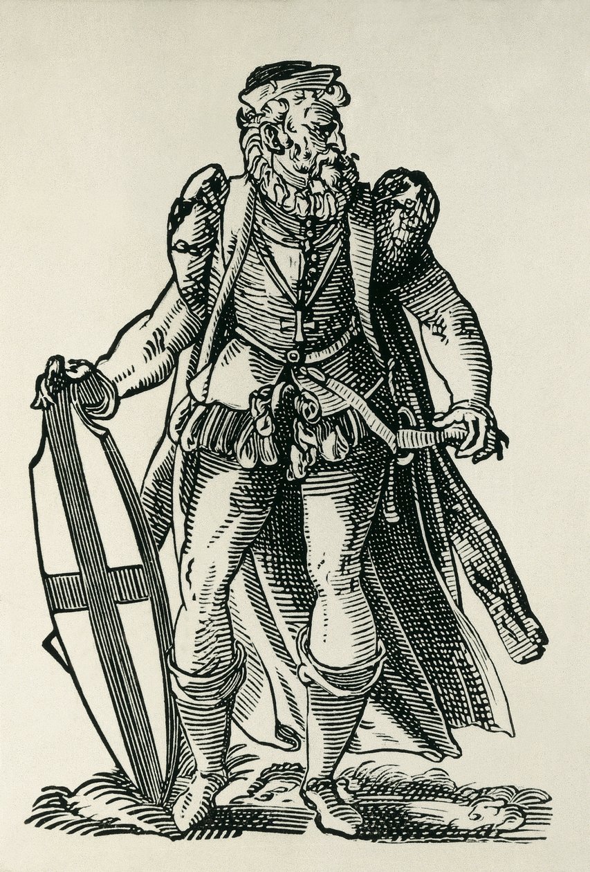 Teutonisen ritarikunnan ritari. Kuvitus Francois modiuksen ja Jost Ammanin teokseen "Cleri totius Romanae subiecti Ecclesiae". Frankfurt. 1585. Ksylografia. RANSKA. ILE-DE-FRANCE. Pariisi. Kansalliskirjasto tekijältä Francois & Amman Jost (1539 91) Modius