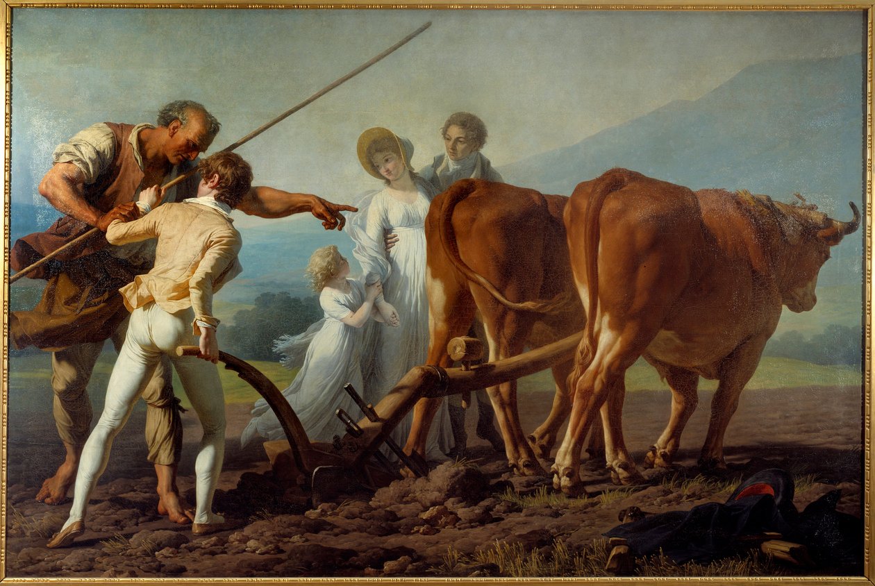 La lesson de tillage François Andre Vincentin (1746-1816) maalaus 1800-luvun aurinko. 3,13x2,13 m Bordeaux, Kuvataidemuseo tekijältä François André Vincent
