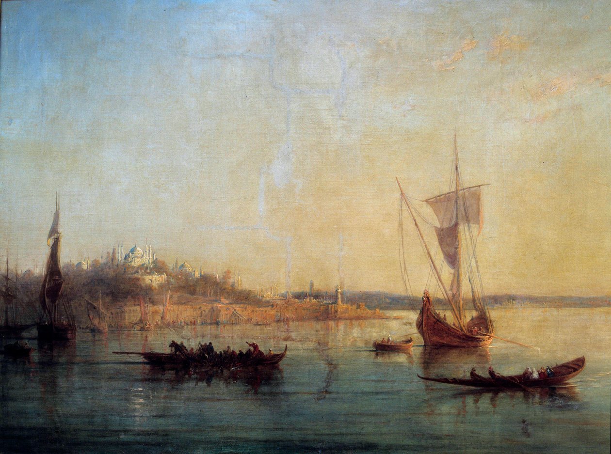 Näkymä Konstantinopoliin Bosporinsalmen sisäänkäynniltä Francois Pierre Barryn (1813-1905) maalaus 1869 su. 0,64 x 1 m Marseille, Musee des Beaux Arts tekijältä Francois Barry