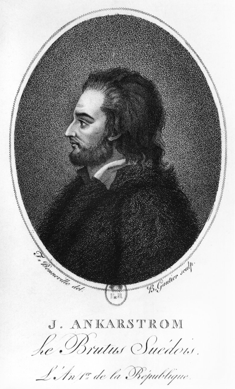 Johan Ankarstromin muotokuva, kaiverrus B. Gautier, 1792 tekijältä Francois Bonneville
