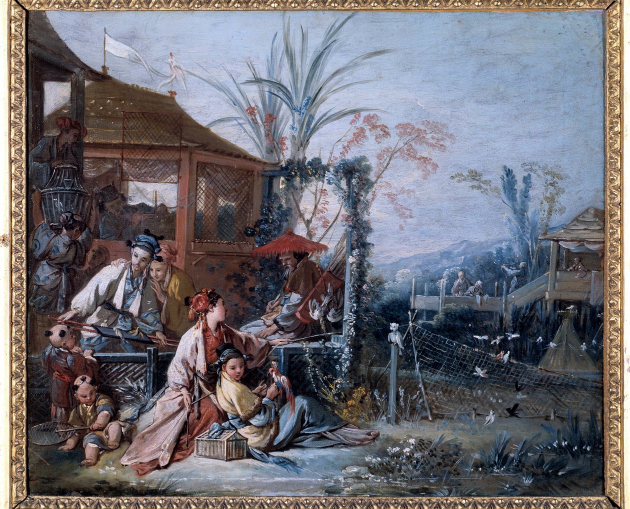 Chinoiserie: "" Metsästys"" François Boucherin (1703-1770) maalaus. Besanconin taidemuseo tekijältä François Boucher