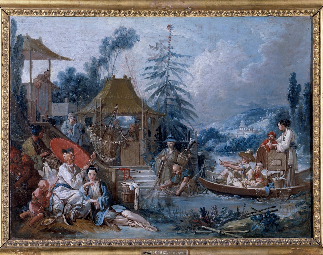 Chinoiserie: ""kalastus"" -maalaus, Francois Boucher (1703-1770) tekijältä François Boucher