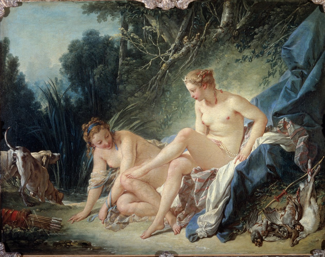 Diana poistumassa kylpyhuoneesta - öljy kankaalle tekijältä François Boucher