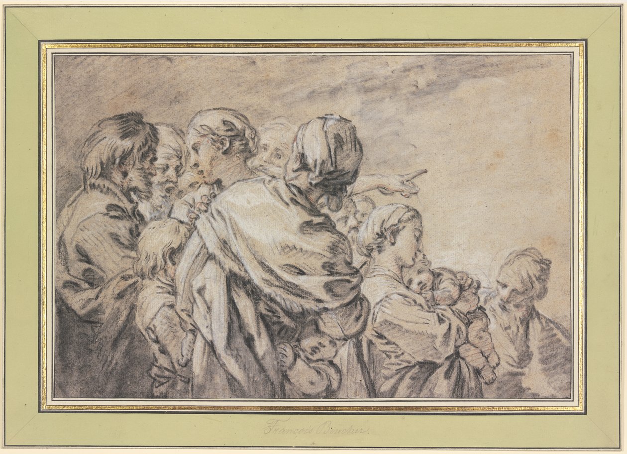 Puolihahmojen ryhmä, jossa on miehiä ja naisia lasten kanssa tekijältä François Boucher