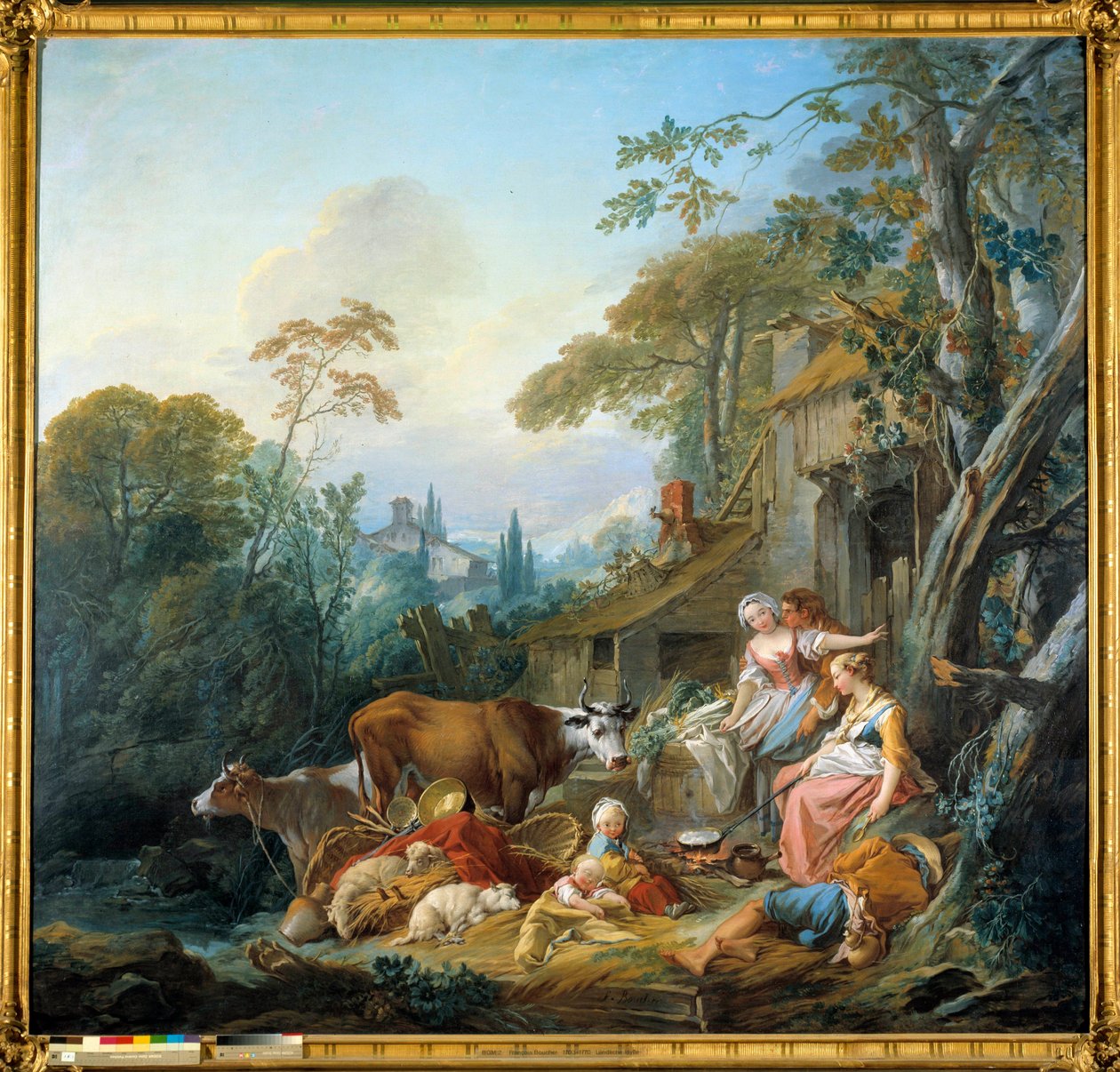 Francois Boucherin (1703-1770) maalaus Happiness in the Village, 1735 München. Bayerische tekijältä François Boucher