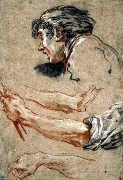 Pojan pää (liitu paperille) tekijältä François Boucher