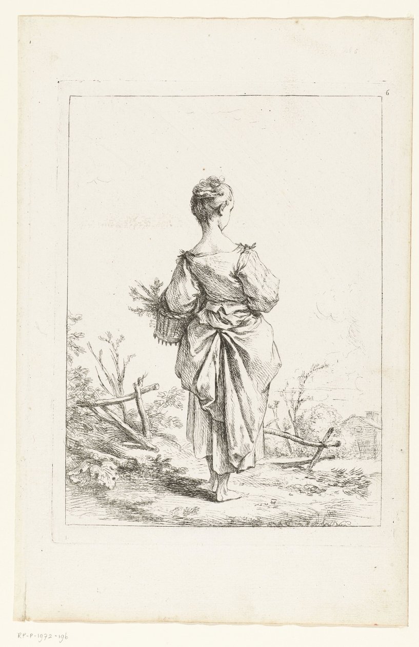Nuori tyttö, jolla on kori tekijältä François Boucher