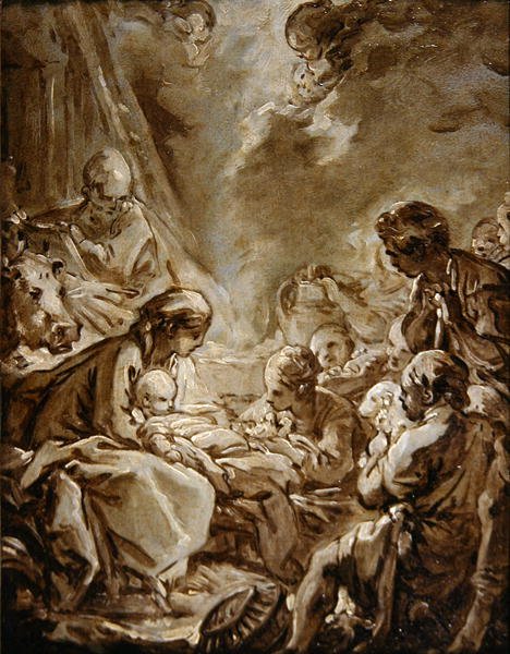 La Lumiere du Monde (öljy paperille paneelissa) tekijältä François Boucher