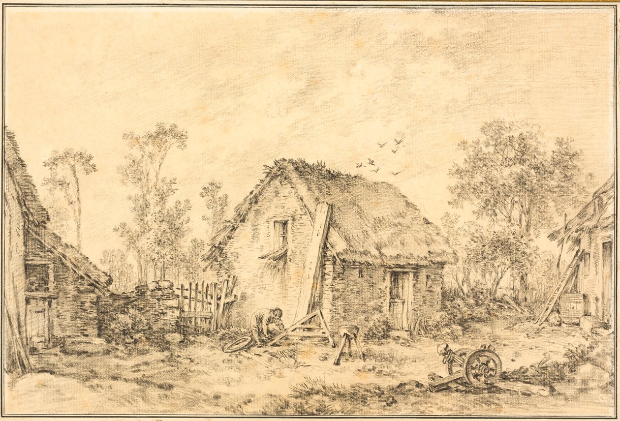 Maisema maalaismaisella mökillä tekijältä François Boucher