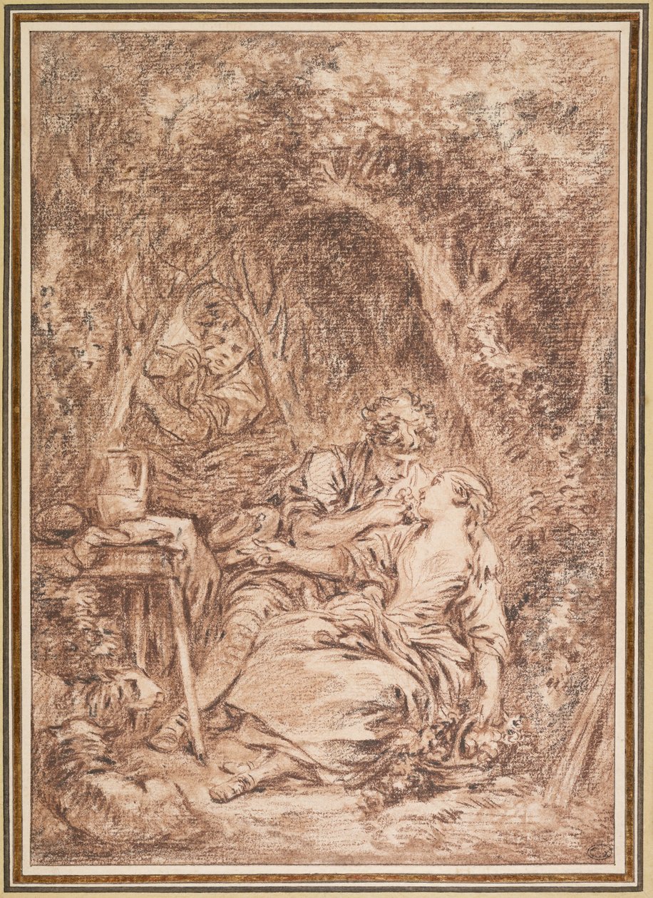 Yllättyneet rakastavaiset (Annette ja Lubin) tekijältä François Boucher