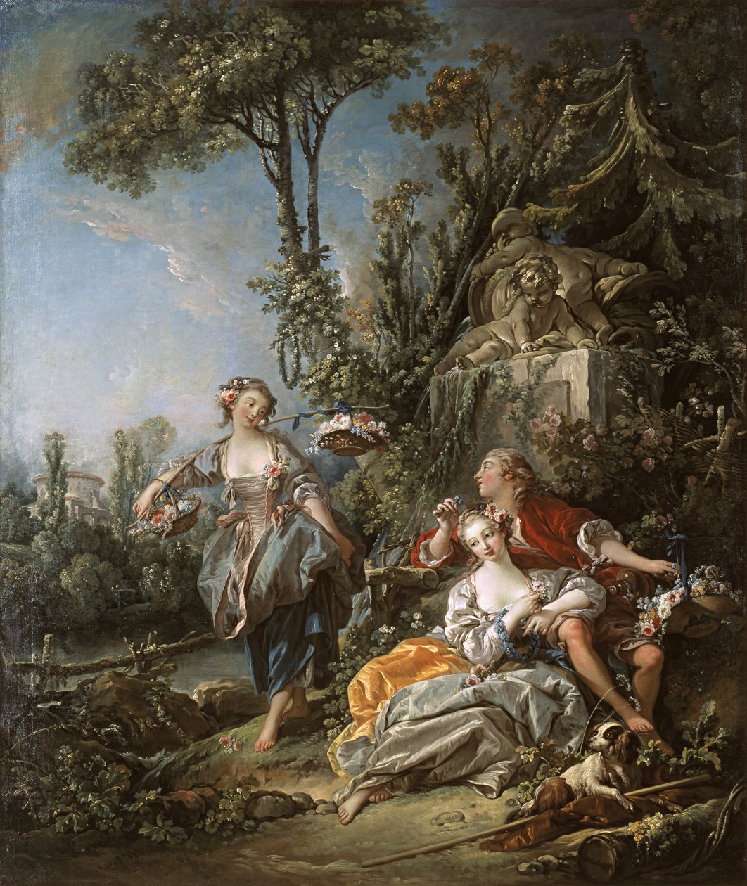 Rakastajat puistossa tekijältä François Boucher