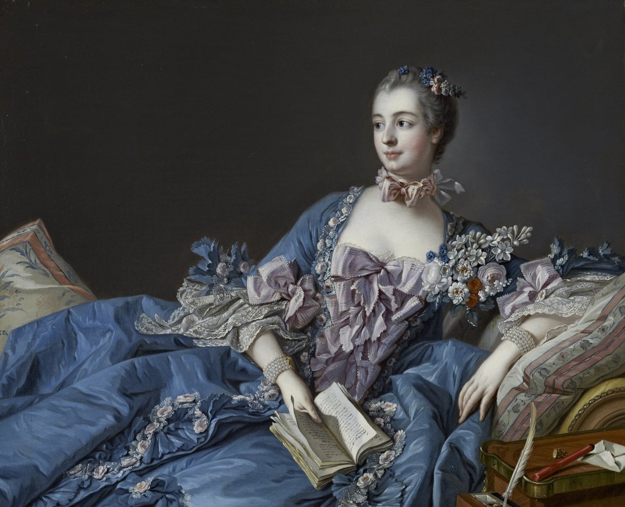 Madame de Pompadour (Jeanne-Antoinette Poisson; 1721–1764) tekijältä François Boucher