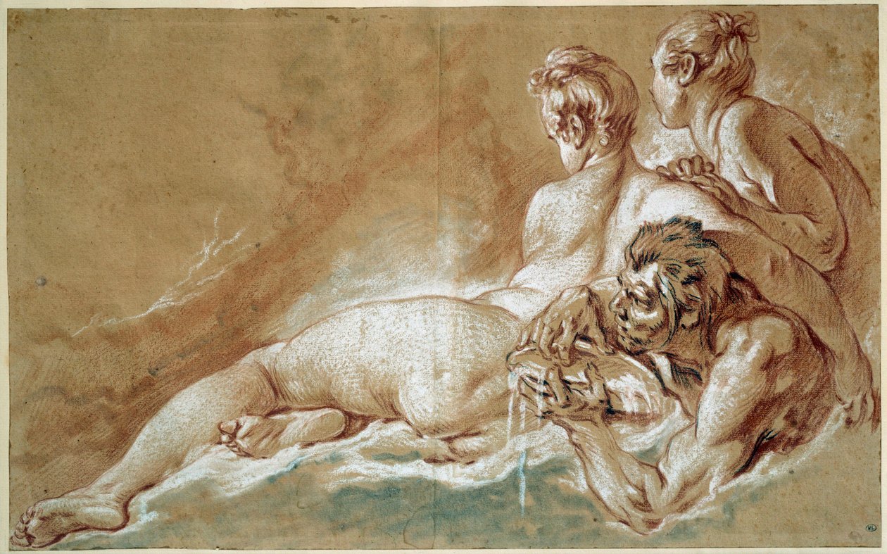 Naiades et triton Piirros punaisella liidulla ja lyijykynällä, kirjoittanut Francois Boucher (1703-1770) 1753 Sun. 0,29 x 0,46 m Pariisi, Louvre-museo tekijältä François Boucher