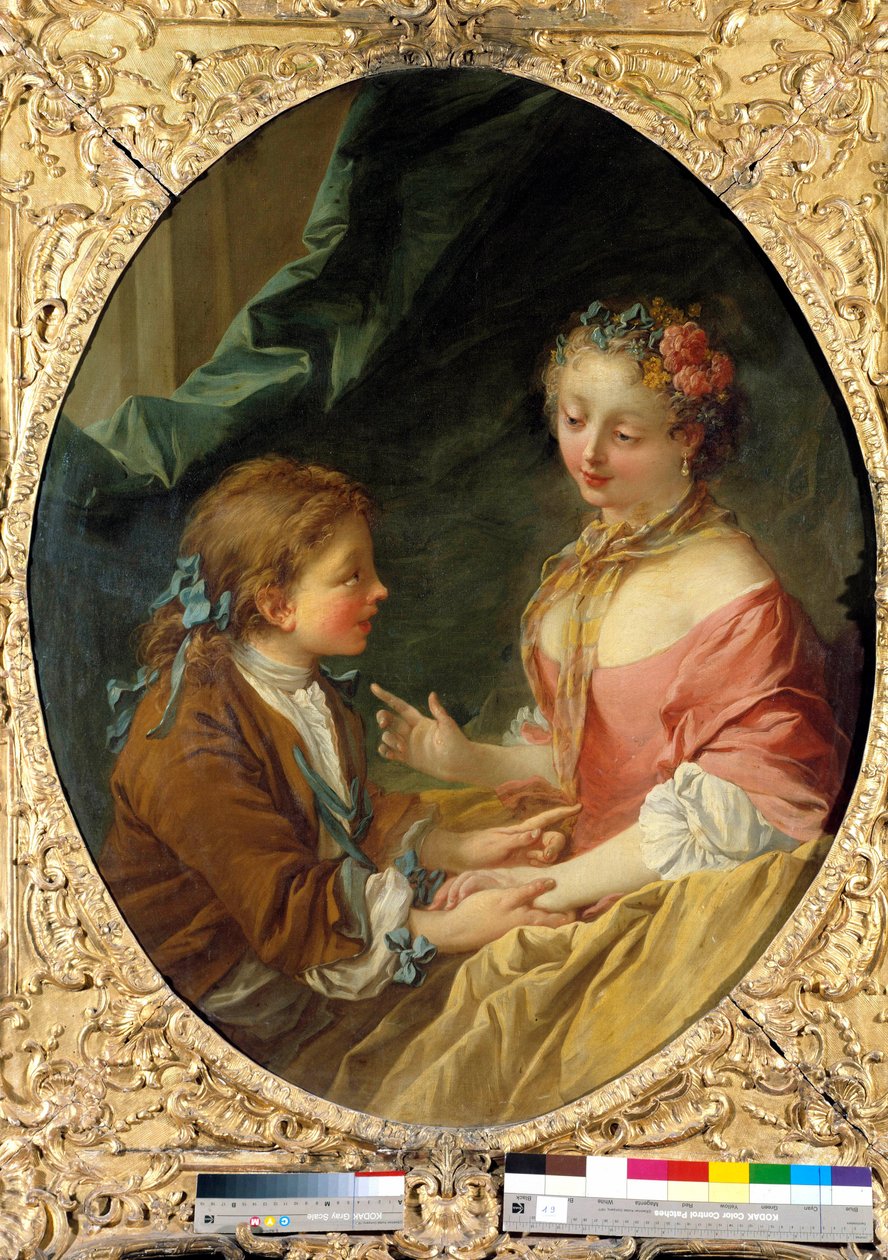 Teetkö kolmesta asiasta yhden? Upea kohtaus. François Boucherin (1703-1770) maalaus. 1734 Yksityinen kokoelma tekijältä François Boucher