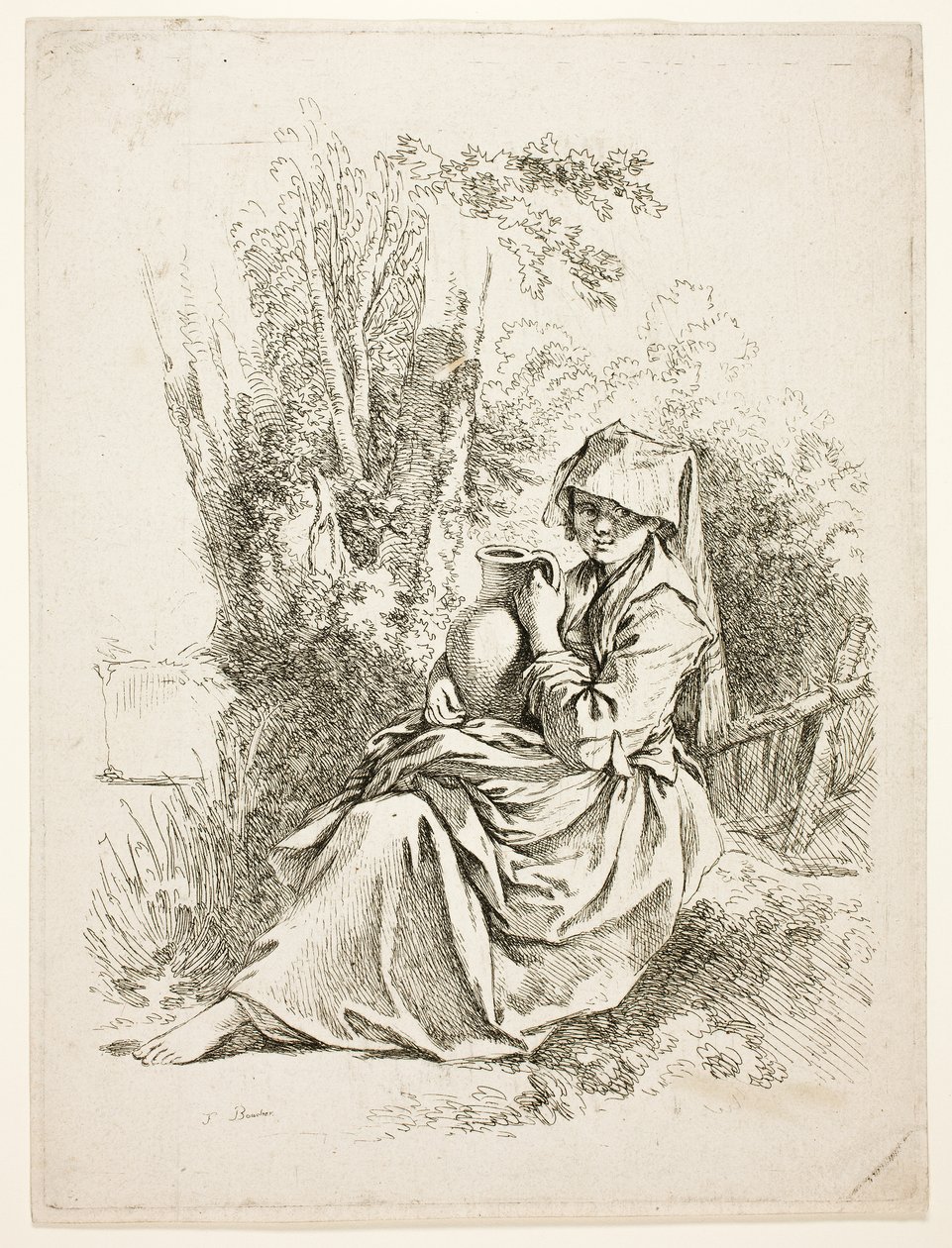 Talonpoikaisnainen kannun kanssa tekijältä François Boucher