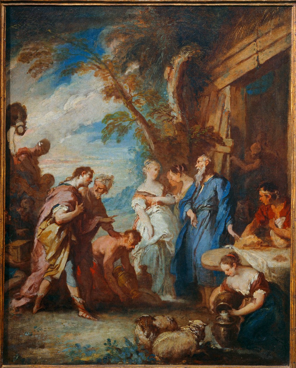 Rebekka vastaanottaa Abrahamin lahjat Elieseriltä ... tekijältä François Boucher