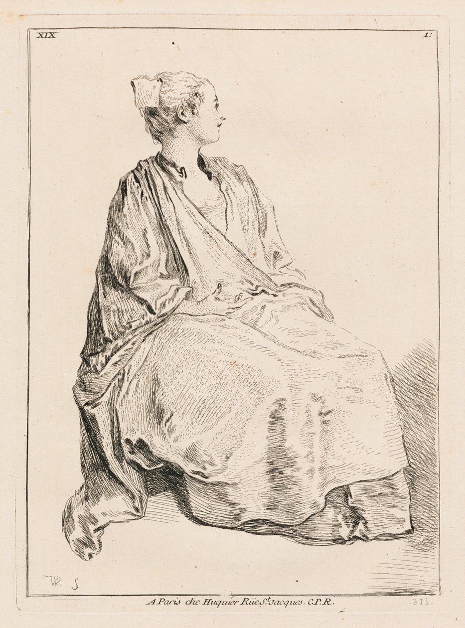 Oikealle katsova istuva nainen tekijältä François Boucher
