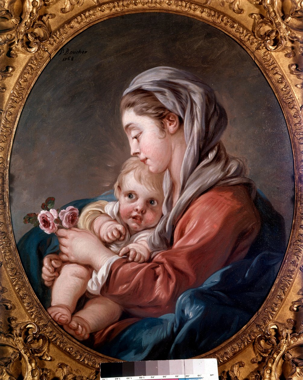Francois Boucherin (1703-1770) maalaus Neitsyt ja Jeesus-lapsi 1700-luvun yksityinen kokoelma. tekijältä François Boucher