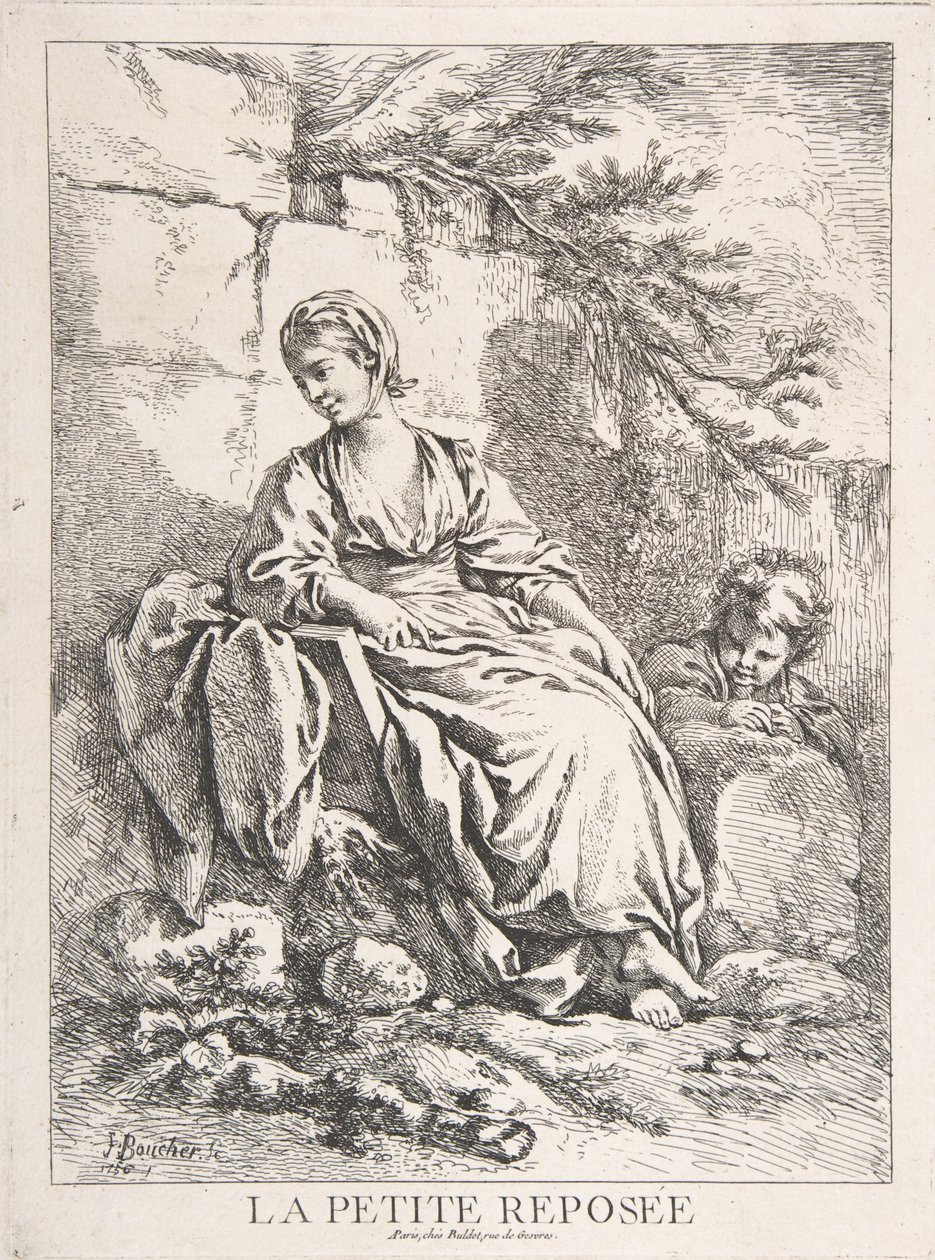 Lepäävä nuori tyttö tekijältä François Boucher