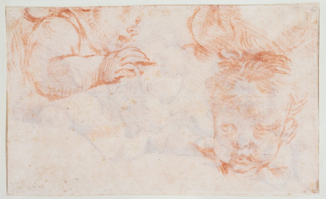 Kolme poikien päätä. Luonnoksia Amalienborgin ovikuvaksi tekijältä François Boucher
