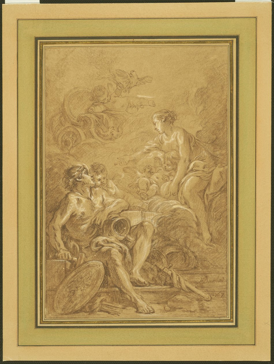 Venus käskee Vulcanusta valmistamaan aseet Aeneasta varten. tekijältä François Boucher