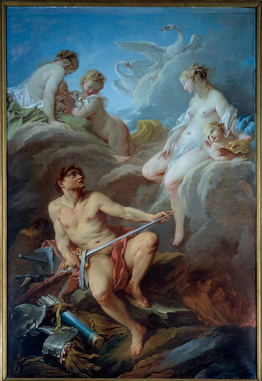 Venus pyysi Vulcanilta aseita Francois Boucherin (1703-1770) Enee-maalaukseen 1732 su. 2,52x1,75 m tekijältä François Boucher