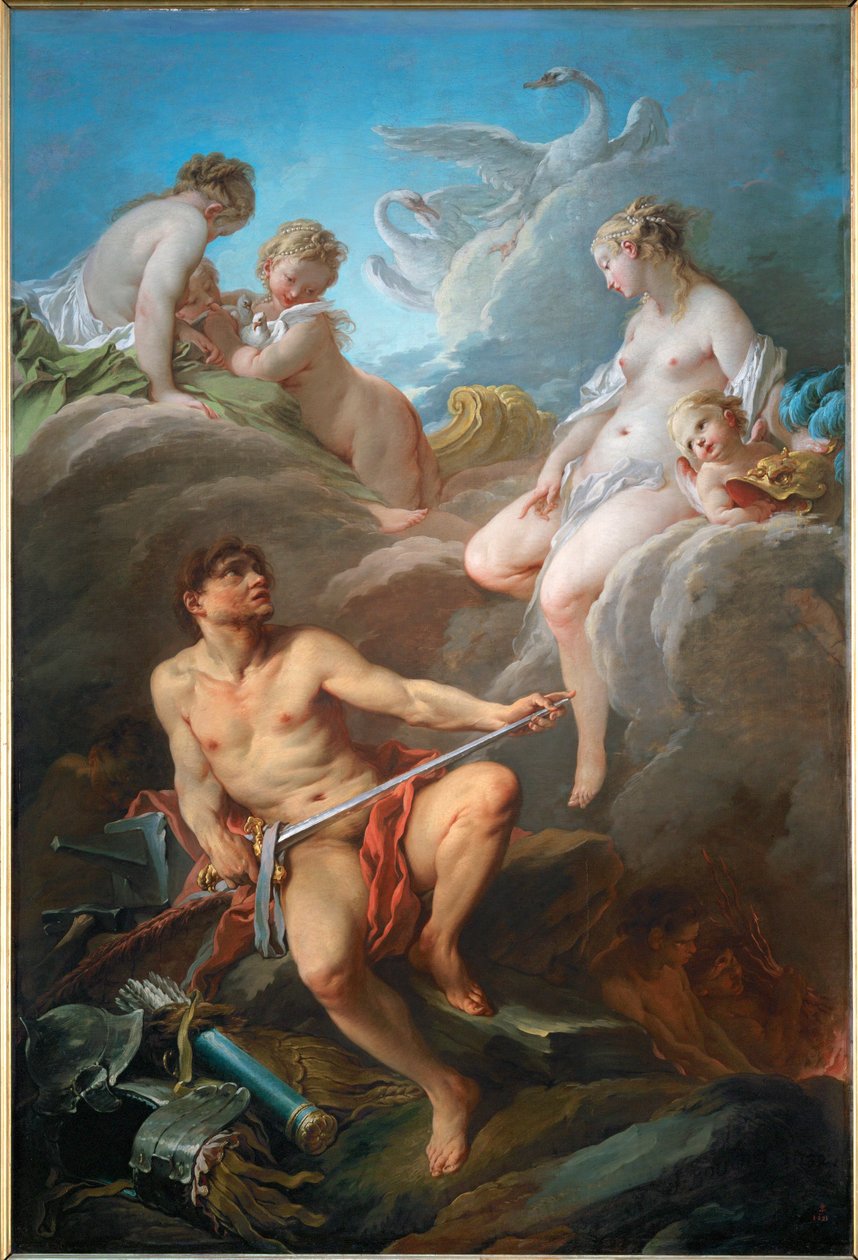 Venus demande a Vulcain des armes pour Enee - Venus pyytää jättämään miehensä Vulcanuksen takomaan aseet hänen aviottomalle pojalleen Aeneakselle ... tekijältä François Boucher
